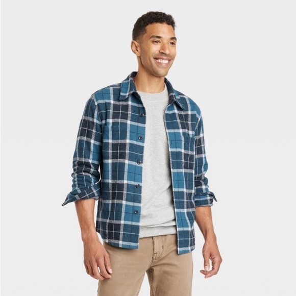 Men's Knit Shirt Jacket - Goodfellow & Com
Blue Plaid L - Picture 1 of 5